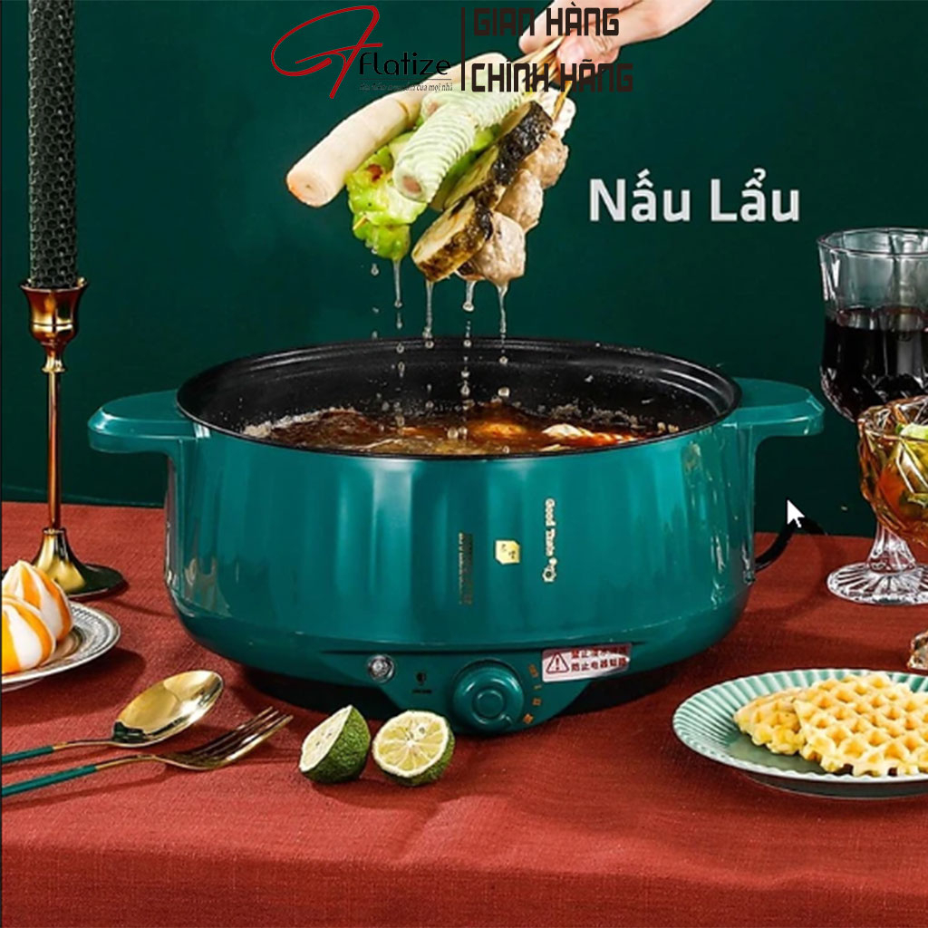 Nồi hấp điện 28cm, bếp lẩu điện, Nồi Nấu Đa Năng Vân Đá Chống Dính Chiên Xào Tiện Lợi