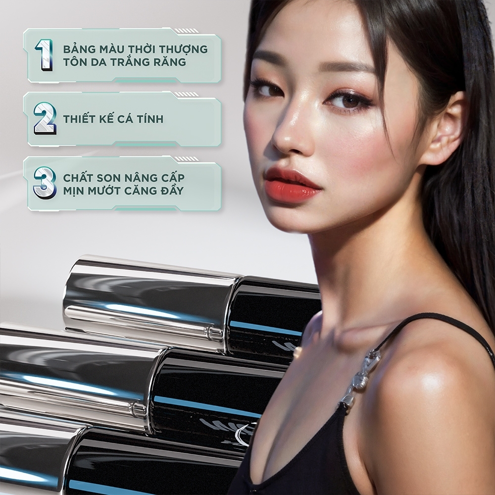 Son Kem Lì, Mịn Mượt Nhẹ Môi, Che Rãnh Môi Merzy Cyber Mellow Tint 4g