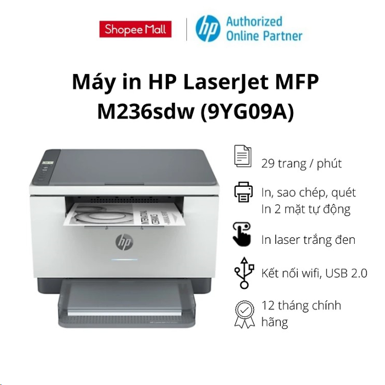 Máy in đa năng HP LaserJet MFP M236sdw (9YG09A) - Hàng chính hãng