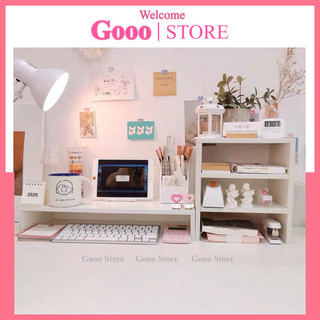 Kệ để máy tính mini decor bàn học, bàn làm việc phong cách Hàn Quốc