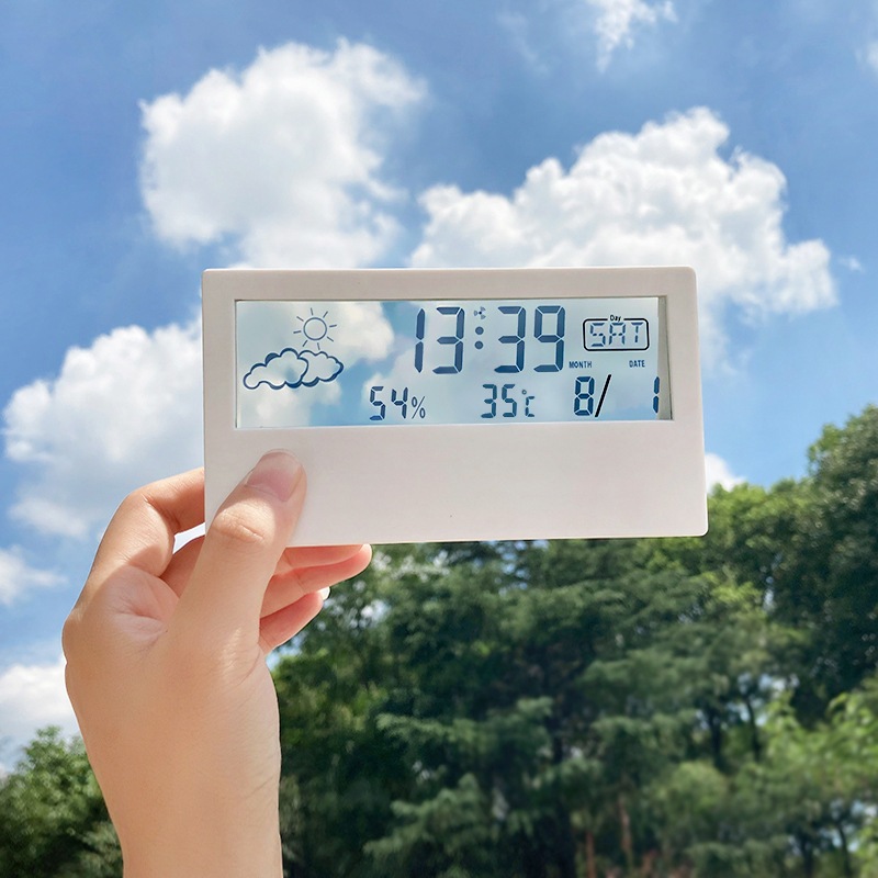 Henry Đồng hồ báo thức điện tử LCD đa chức năng với thời tiết, nhiệt độ, độ ẩm, ngày, thời gian chức năng