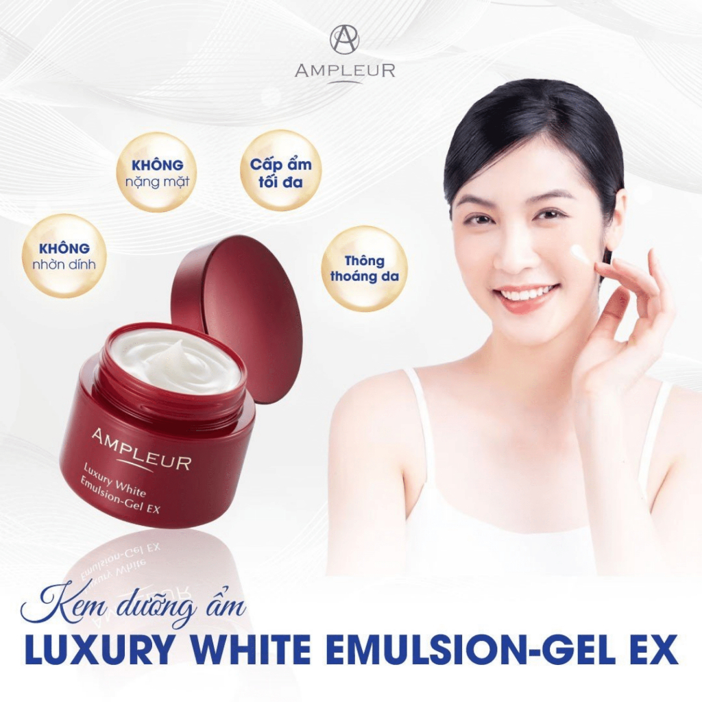 Kem Dưỡng Cấp Ẩm, Chống Lão Hóa AMPLEUR Luxury White Emulsion-Gel Ex Brightening Lifting Formula 50gr Nhật Bản