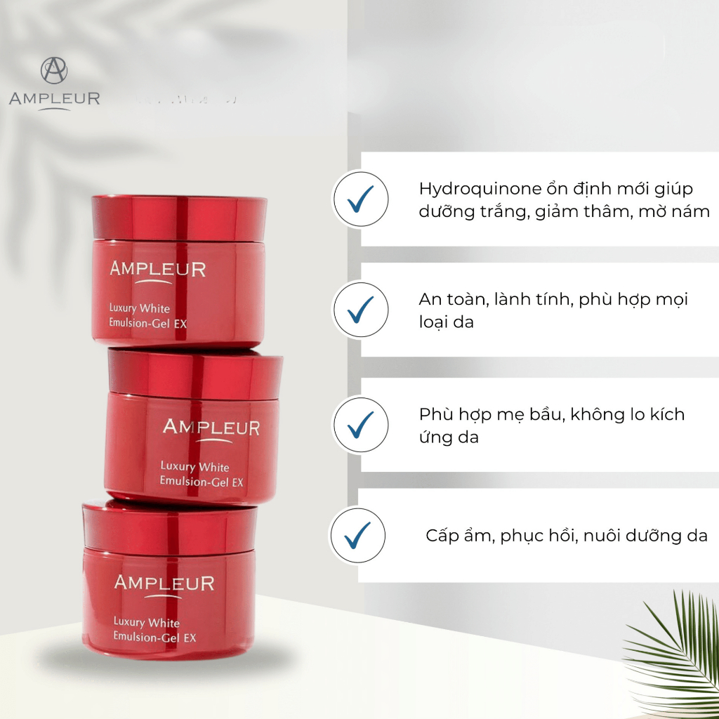 Kem Dưỡng Cấp Ẩm, Chống Lão Hóa AMPLEUR Luxury White Emulsion-Gel Ex Brightening Lifting Formula 50gr Nhật Bản