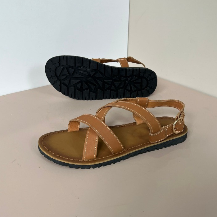 Dép Sandal Nam Da Bò Màu Nâu Đế Phíp SD03, Dép Quai Hậu Nam Da Sáp Nâu