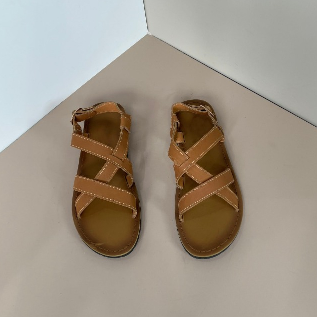 Dép Sandal Nam Da Bò Màu Nâu Đế Phíp SD03, Dép Quai Hậu Nam Da Sáp Nâu