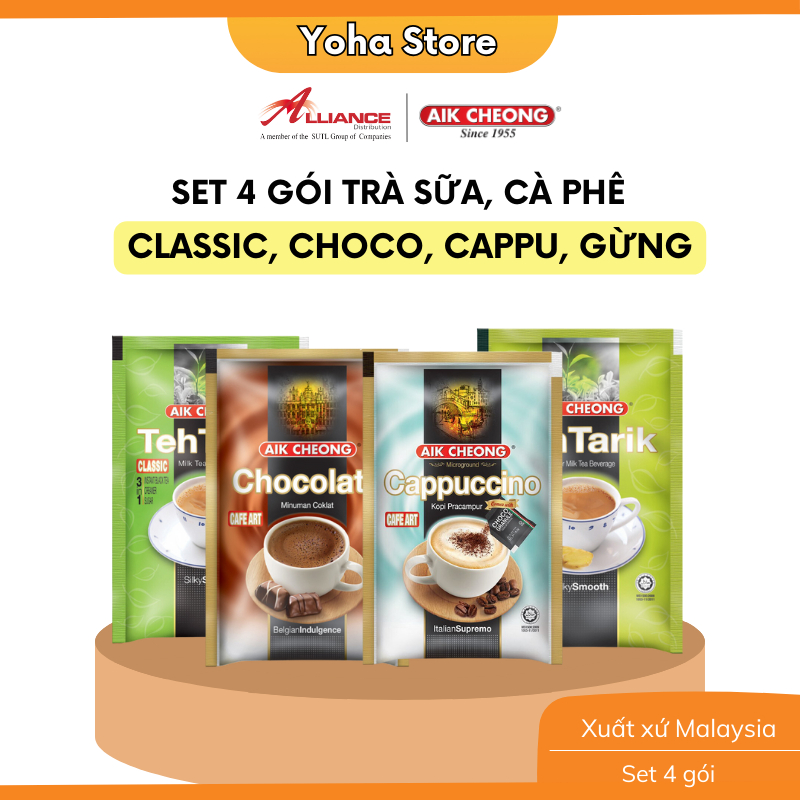 ✅ Set 4 Gói Nhỏ Trà Sữa/ Cà Phê Aik Cheong (160-205g) - nhập khẩu từ Malaysia