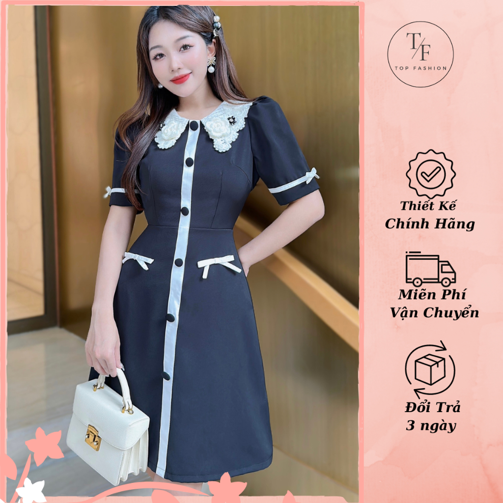 Đầm nữ công sở thiết kế cổ bèo dáng xòe tôn dáng - Váy dự tiệc thiết kế cao cấp