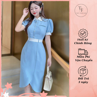 Đầm sơ mi thiết kế Body tôn dáng chất mát phù hợp mùa thu cao cấp - Hàng thiết kế