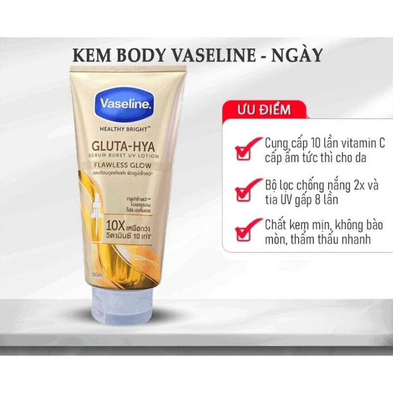 Sữa dưỡng thể Vaseline Healthy Bright Gluta HYA Lotion 10X Thái Lan