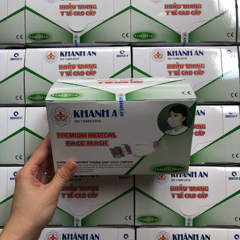 Hộp 50 cái khẩu trang y tế KHÁNH AN bốn lớp kháng khuẩn lọc bụi