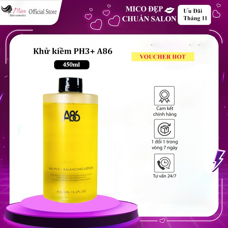 Khử Kiềm PH3+ A86 cân bằng PH hàn gắn liên kết cung cấp protein vitamin cho tóc kết hợp với uốn duỗi nhuộm