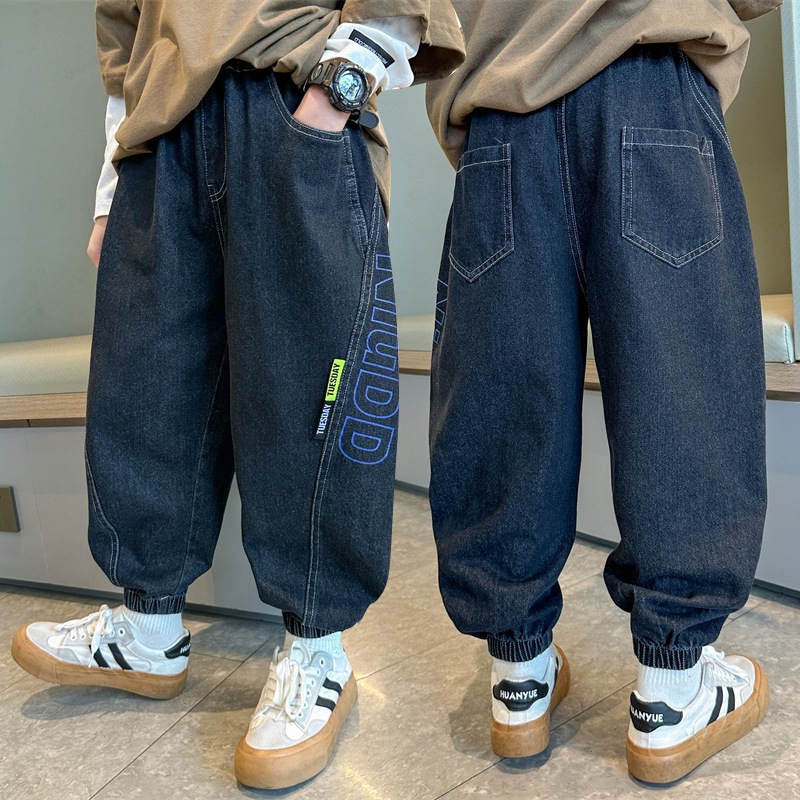 Quần Jeans Dáng Dài Chất Vải Bò Mềm Cho Bé Trai Mặc Đi Chơi Đi Học
