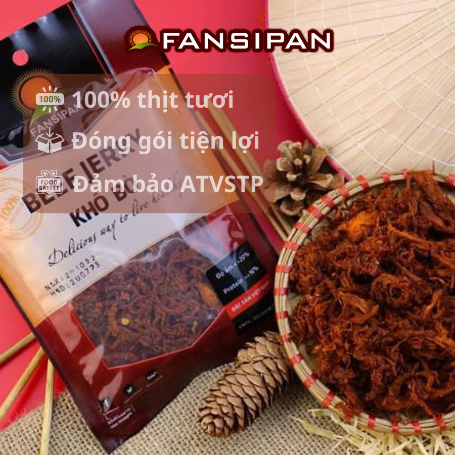 Khô bò xé sợi chính hãng Fansipan túi 50g - Đảm bảo ATVSTP