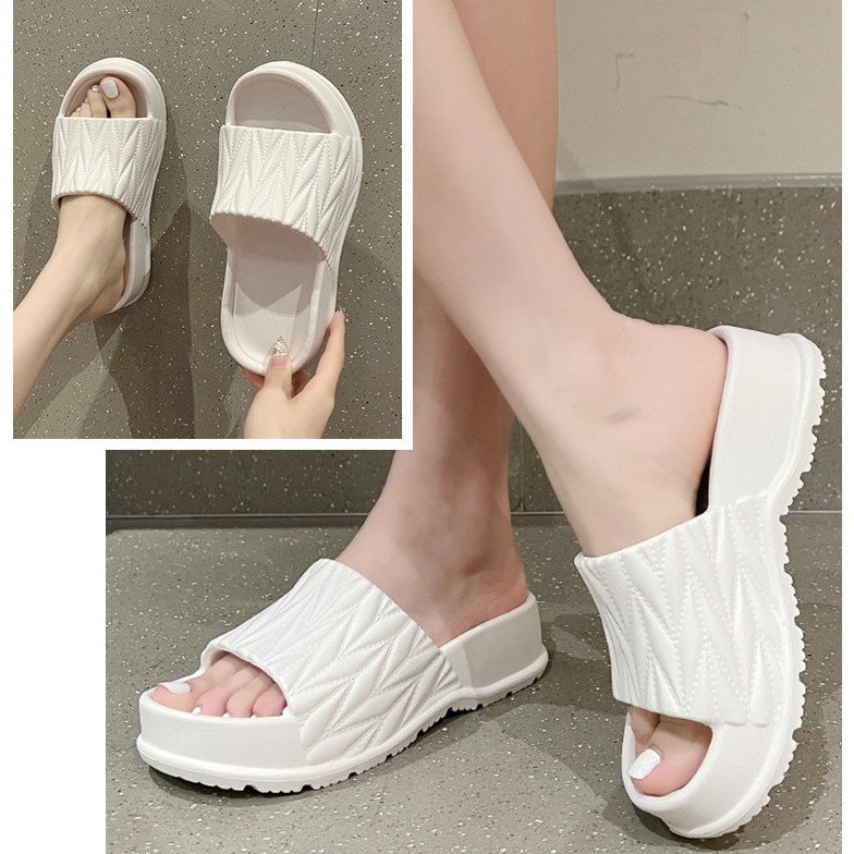 Dép bánh mì mủ đế độn quai bản trơn đế răng cưa 5f