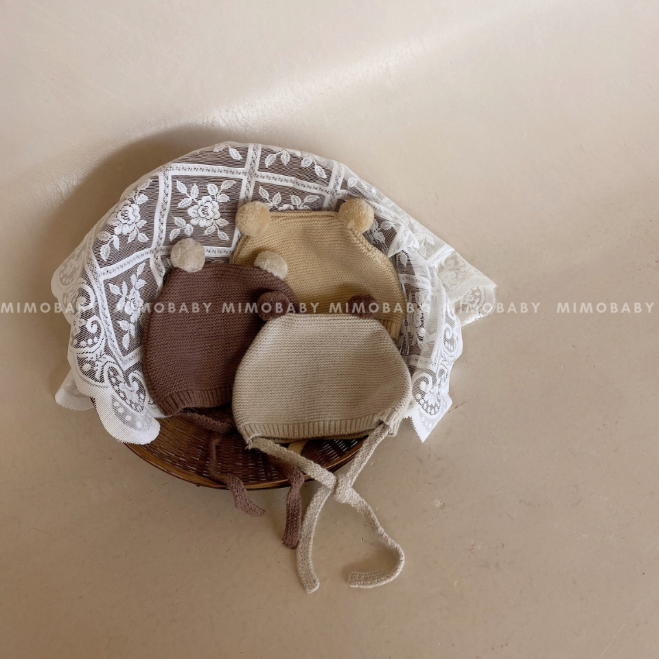 Mũ nón len quả bông cột dây đáng yêu cho bé ML258 Mimo Baby