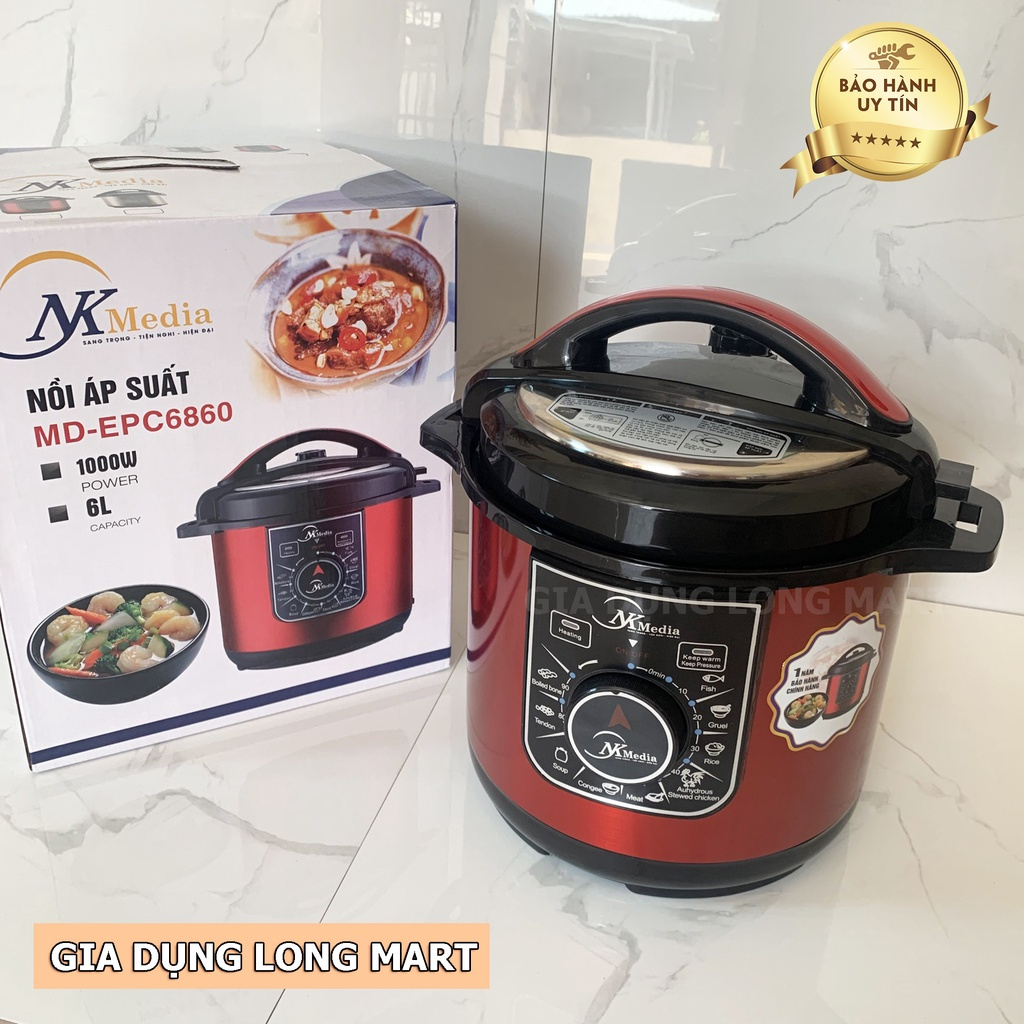 Nồi Áp Suất Điện Đa Năng 6L NK Media MD-EPC6860 / 1000W 🎁 Tặng vỉ hấp cách thuỷ, Bảo hành chính hãng 12 tháng