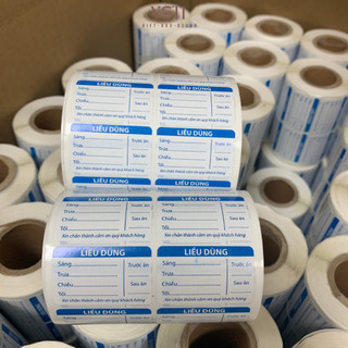 Tem dán nhà thuốc - chia liều dùng in sẵn cuộn 1000 tem, 2000 tem
