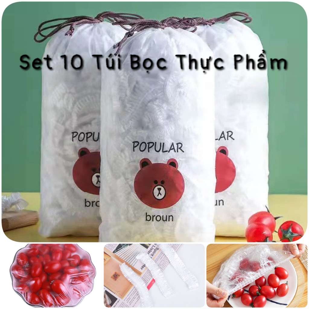 Set 10 túi gấu  bọc thực phẩm có chun co dãn
