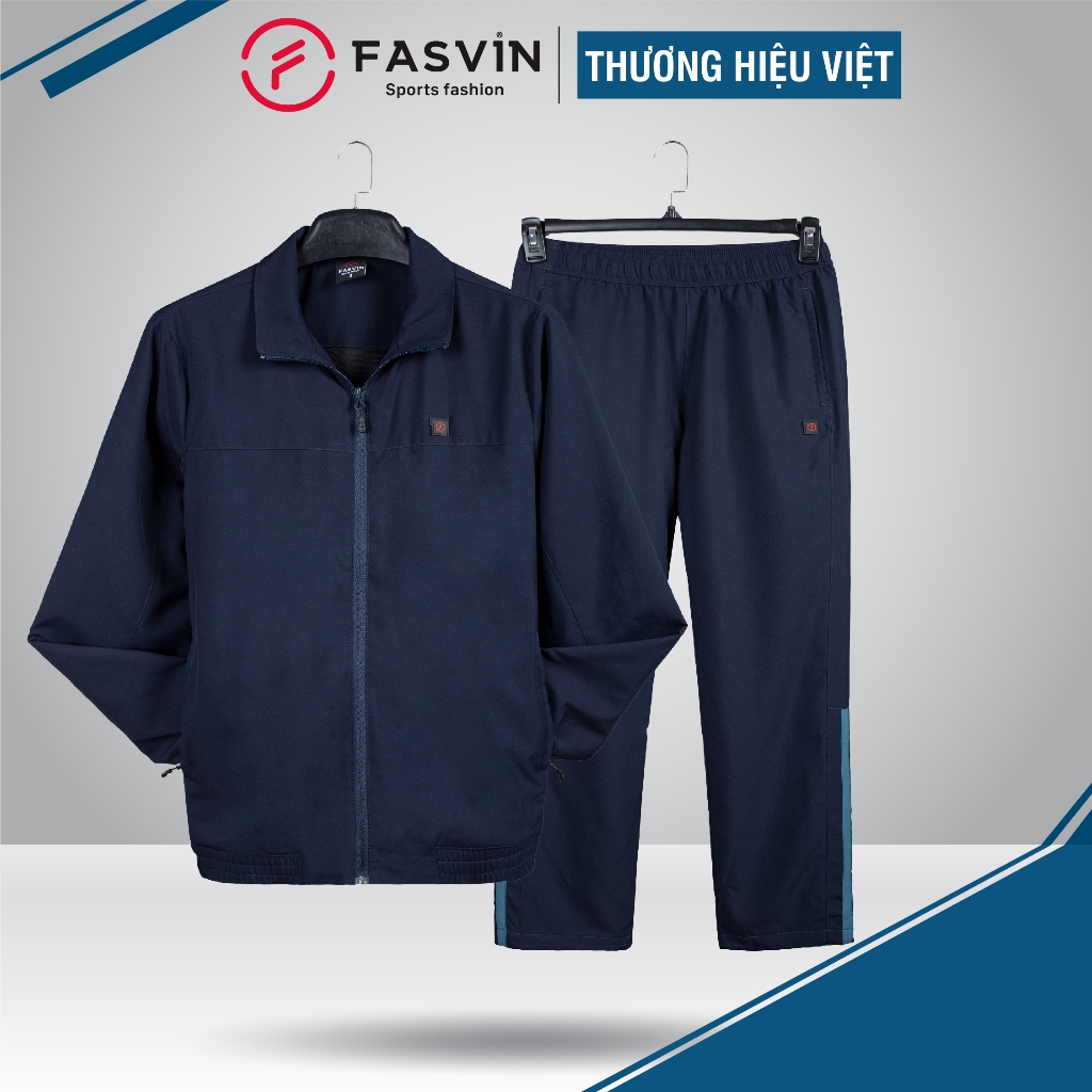 Bộ quần áo gió nam BIG SIZE FASVIN BC23190.HN vải thể thao cao cấp 02 lớp lót vải thun mềm mại