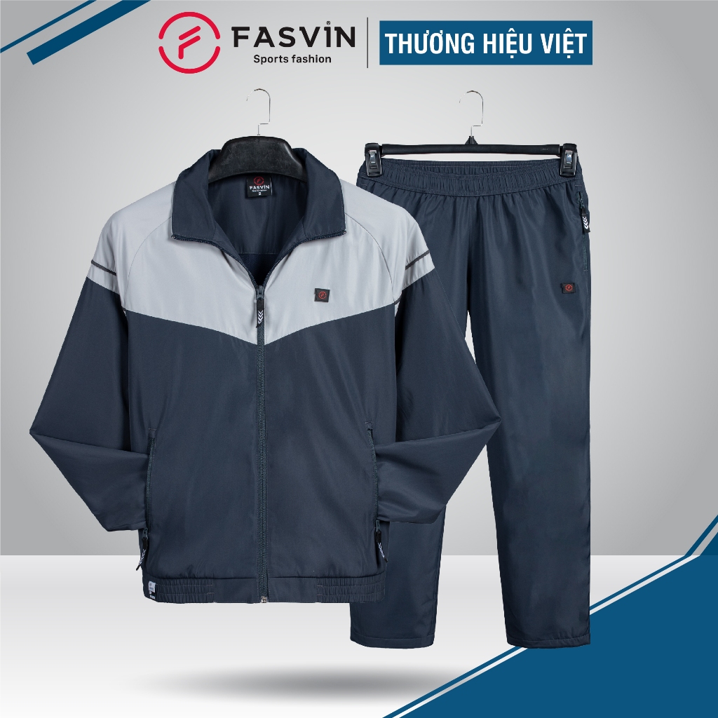 Bộ quần áo gió nam BIG SIZE FASVIN BD23191.HN vải thể thao cao cấp 02 lớp lót vải thun mềm mại