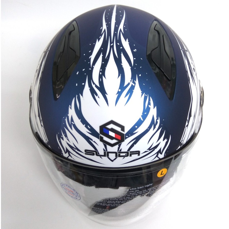 Mũ Bảo Hiểm Cao Cấp Trùm Đầu Sunda 617 trơn - dành cho người có size đầu lớn