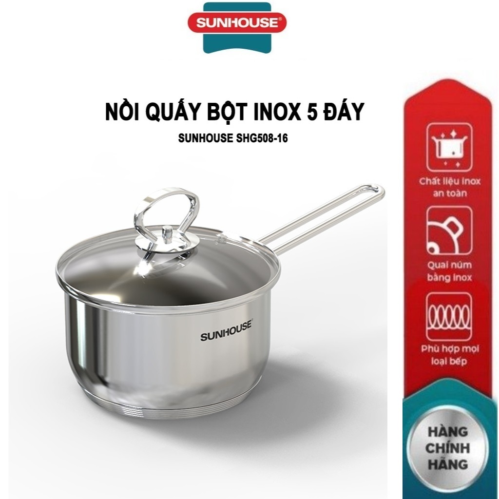 Nồi quấy bột inox 5 đáy Sunhouse SHG508-16