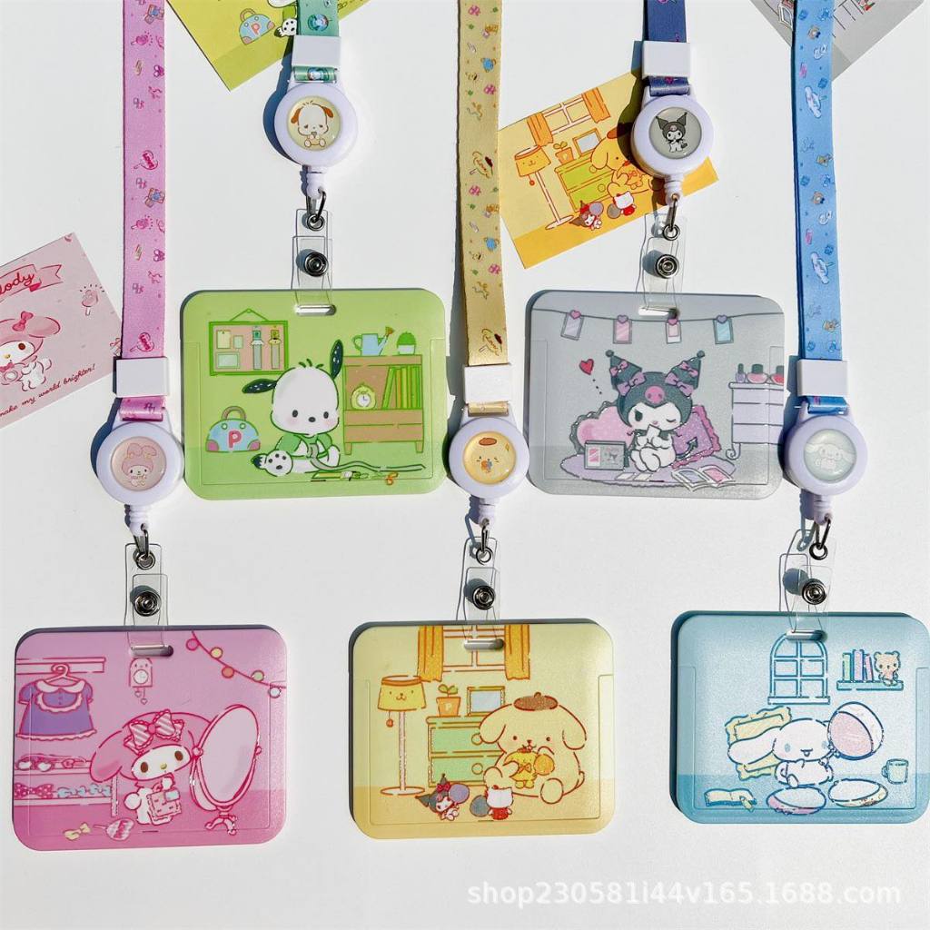 Dây Đeo Thẻ Tên Ngang Tự Cân Bằng Kẹp Giữ Thẻ Hoạt Hình Kuromi