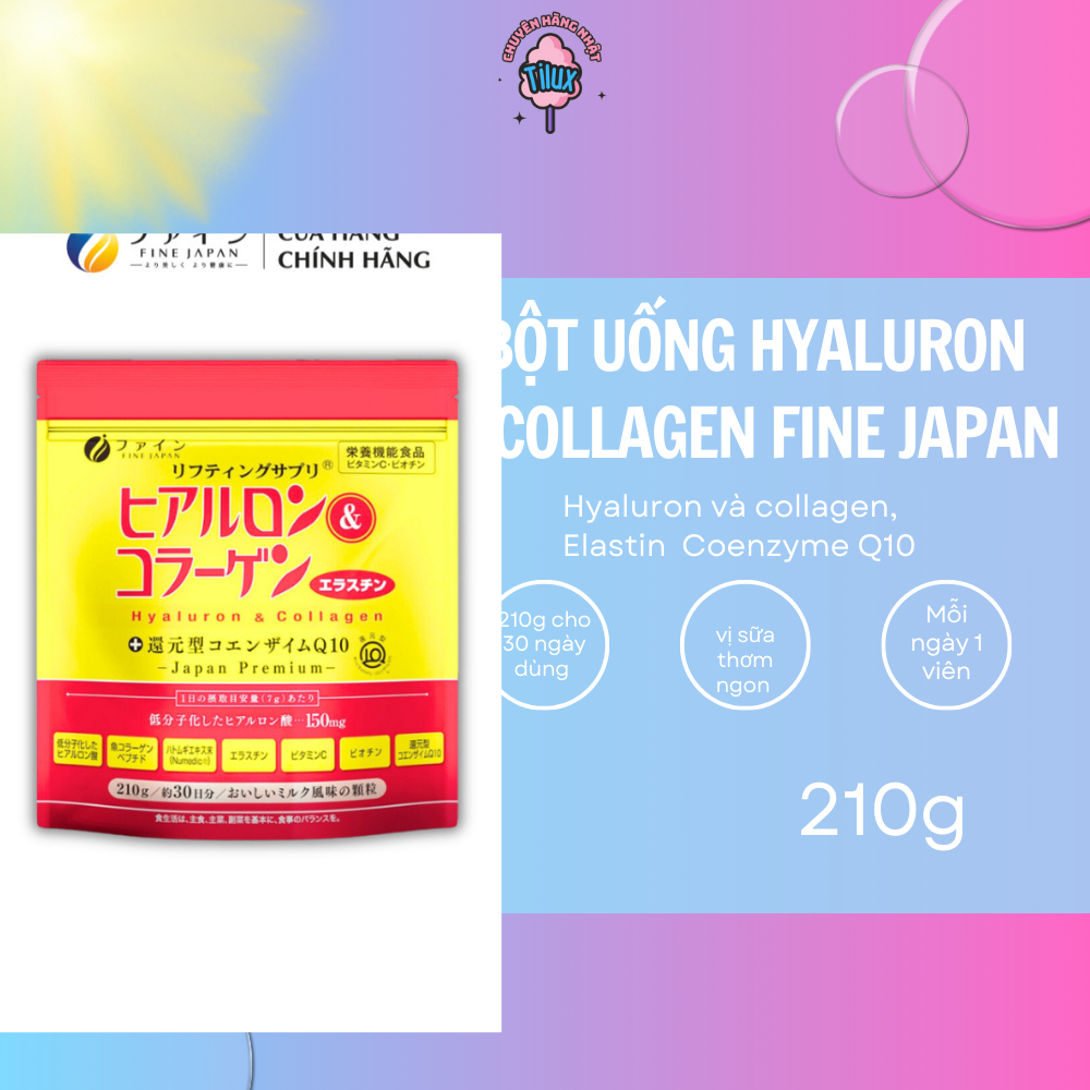 Bột uống Hạn Chế Lão Hóa Da, Giúp Mịn Và Trắng Da Hyaluron & Collagen FINE