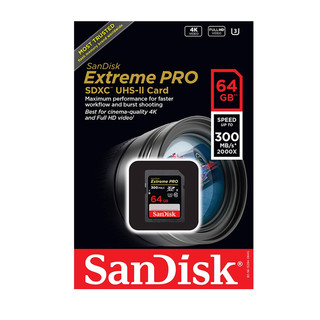 Thẻ nhớ máy ảnh SDXC Sandisk Extreme Pro UHS-II U3 2000x 64GB đọc 300MB/s ghi 260MB/s (Đen)