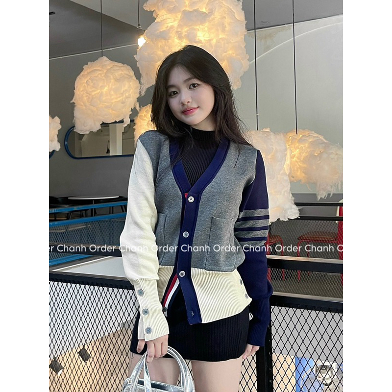 Áo len cadigan thome, áo khoác  cadigan thome phối màu siêu la siêu hothit T94