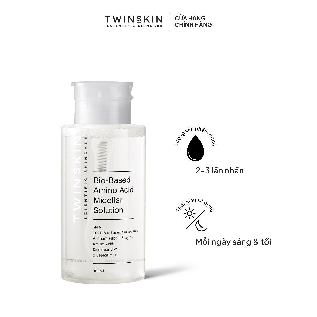 Nước tẩy trang sạch sâu, giảm viêm, bảo dưỡng hàng rào bảo vệ da - Bio-Based Amino Acid Micellar Twins Skin 300ml & 60ml