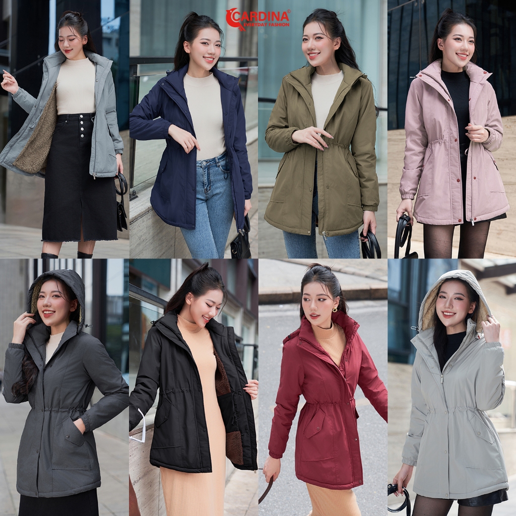 Áo parka nữ CARDINA lót lông cừu cao cấp cản gió giữ nhiệt siêu ấm 3PKF01