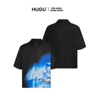 Áo sơ mi nam tay ngắn họa tiết cuban shirt local brand HUGU - ICE - áo sơ mi vải lụa, form regular, in chuyển nhiệt