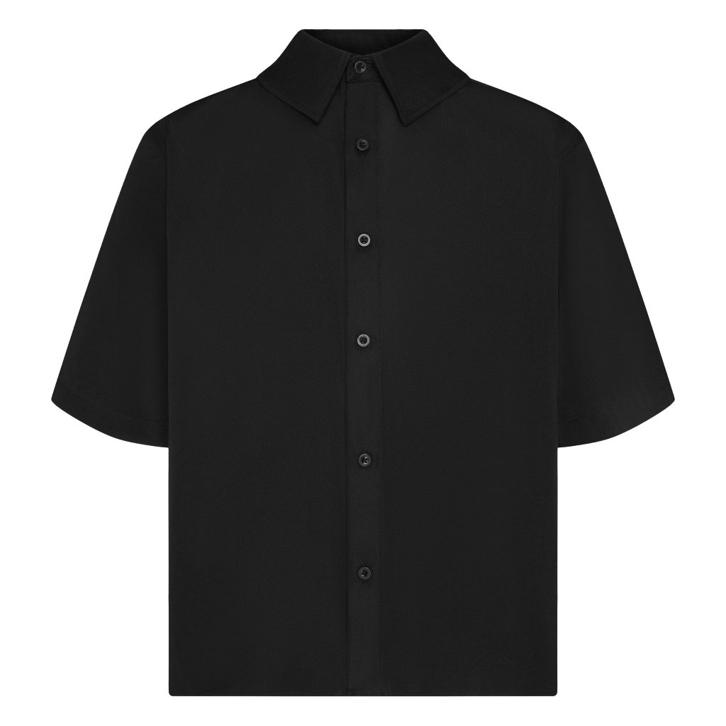 Áo sơ mi lụa nam ngắn tay trơn basic HUGU Solid Shirt - chất vải satin không nhăn thoáng mát chuẩn form