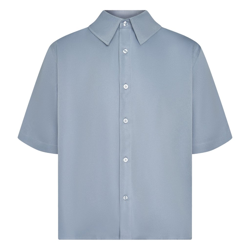 Áo sơ mi lụa nam ngắn tay trơn basic HUGU Solid Shirt - chất vải satin không nhăn thoáng mát chuẩn form