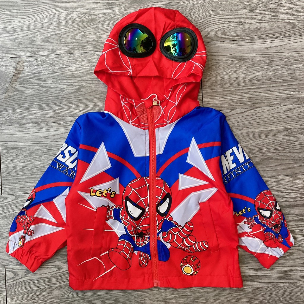 Áo khoác gió người nhện 2 lớp hàng QC cho bé - A443