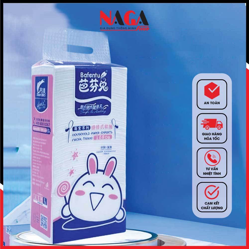 Khăn giấy rút Bafentu chính hãng 1680 tờ 4 lớp thiết kế treo tường hàng nội địa Trung cao cấp cỡ lớn tiện dụng.