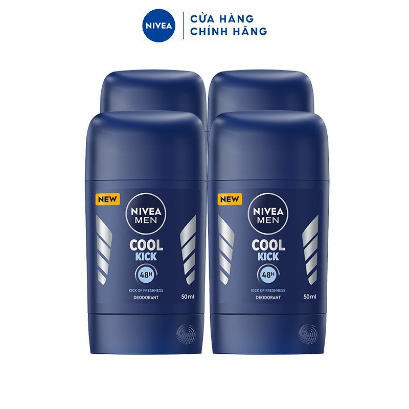Bộ 4 Sáp Ngăn Mùi NIVEA MEN Cool Kick Mát Lạnh (50 ml) - 83139