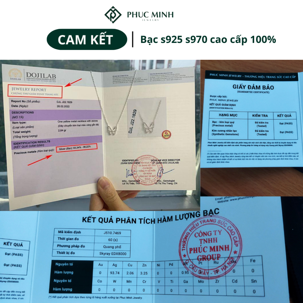 Dây chuyền bạc nữ thiên nga đính đá nữ tính Phuc Minh Jewelry