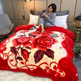 Chăn nhung lông tuyết M2T BEDDING họa tiết hoa lá rực rỡ độ dày 2 lớp kích thước 1m6x2m câng nặng 1,6kg