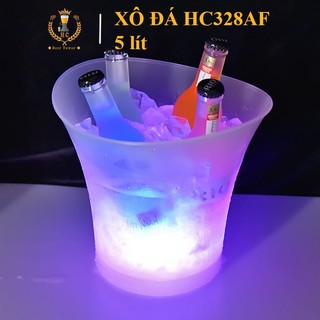 Xô đựng đá có đèn hc328, ướp lạnh rượu vang bia, led 7 màu pin aa nhựa pp 5 lít cho bar ktv karoke