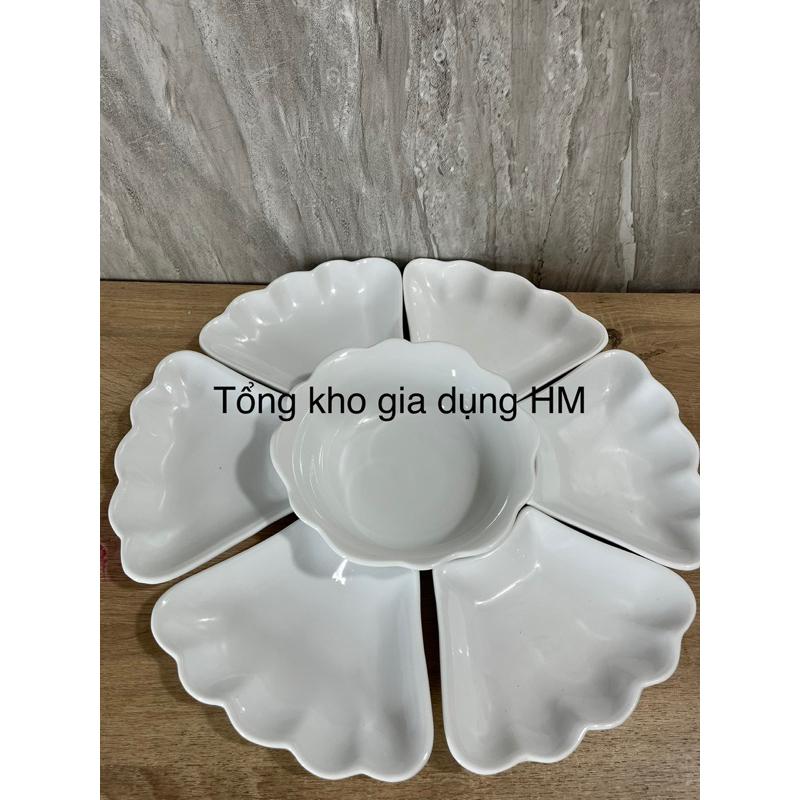 BỘ ĐĨA HOA MẶT TRỜI ,BỘ BÁT ĐĨA BÀY MÂM CỖ