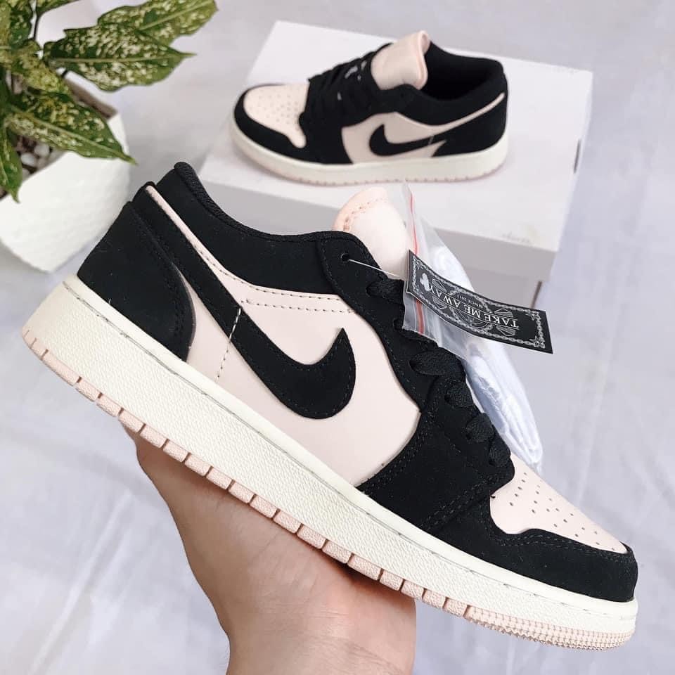 Giày 𝐉𝐨𝐫𝐝𝐚𝐧 1 hồng đen nữ, Giày thể thao JD 1 cổ thấp Black Guava Ice hồng đen bản đẹp full box bill