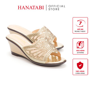 Dép Nữ Hanatabi Quai Lưới Đính Đá Đế Xuồng Siêu Nhẹ Cao 7cm Mã HNDEL7F941