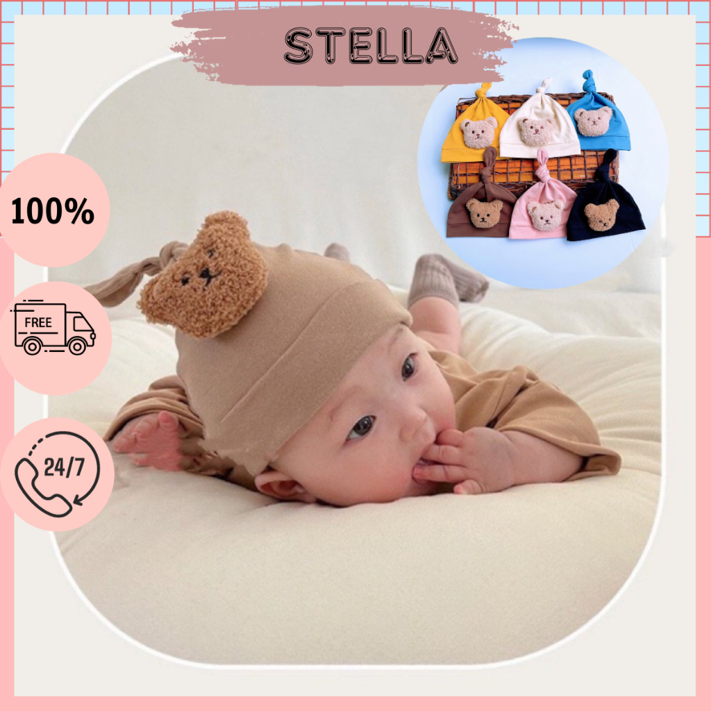 Mũ nón gấu bông đáng yêu cho bé. Chất cotton thoáng mát Size 3-10kg