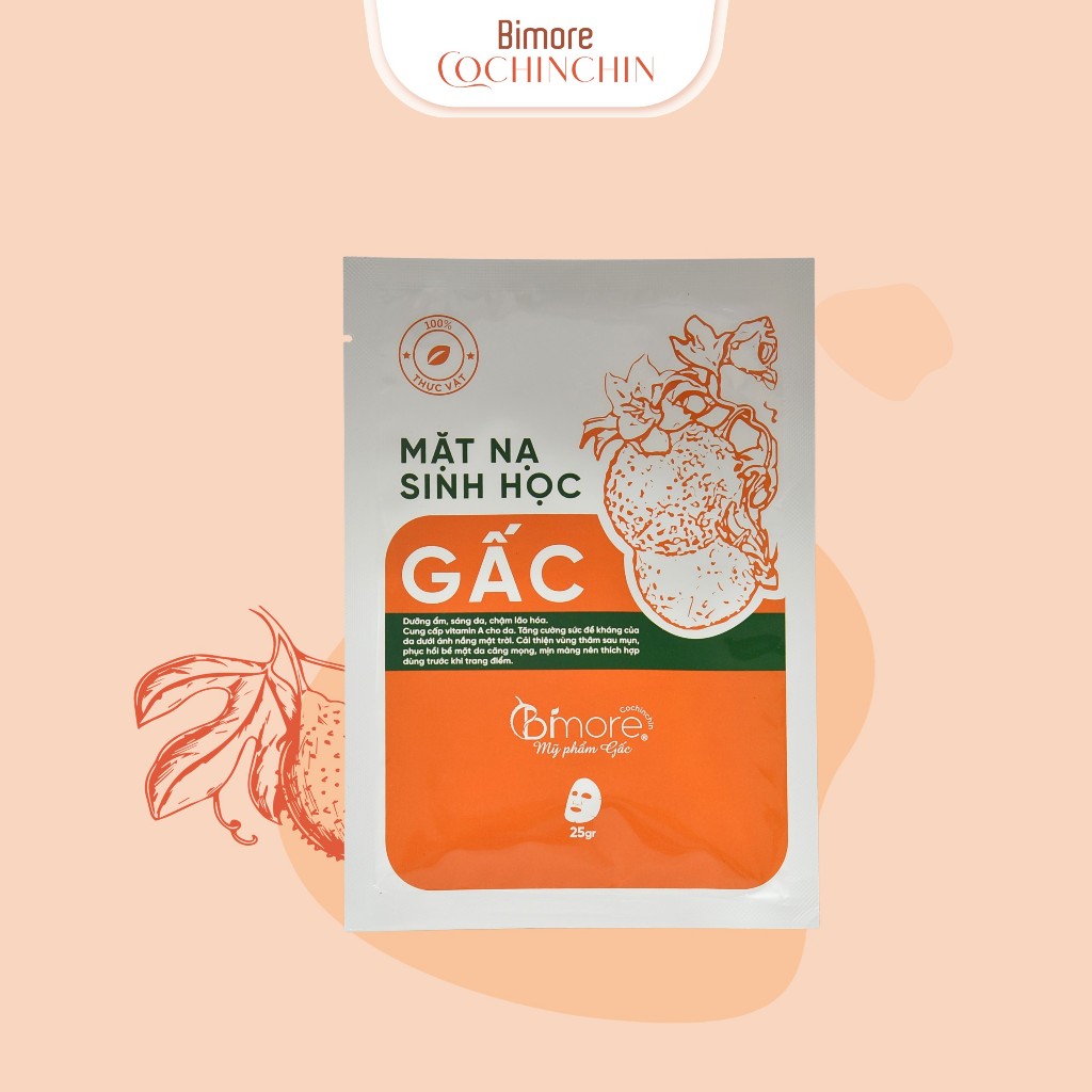 COMBO 10 Mặt nạ sinh học gấc Bimore cấp ẩm sâu sáng mịn da