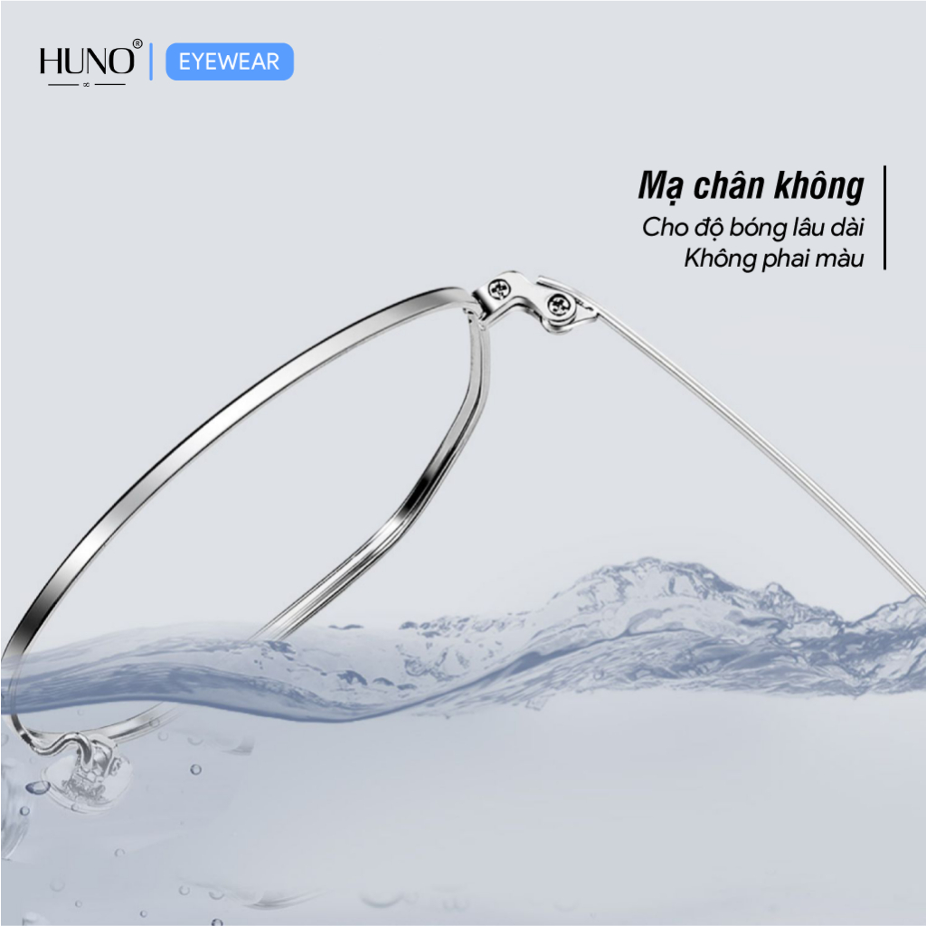 Gọng kính kim loại cao cấp kiểu dáng basic nam nữ, khung đen bạc thời trang HUNO 2023 - K122