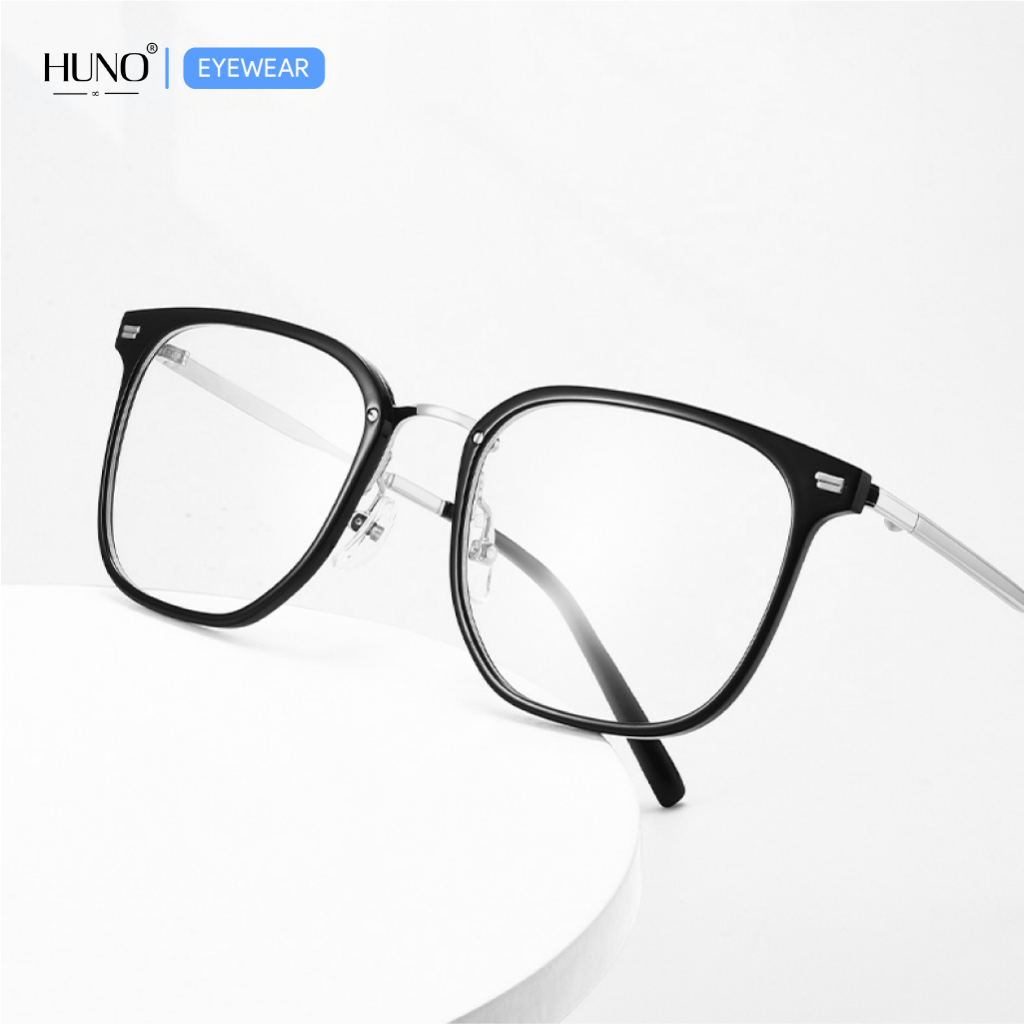 Gọng kính thời trang khung kim loại HUNO cho nam nữ, chống ánh sáng xanh phong cách basic - K106