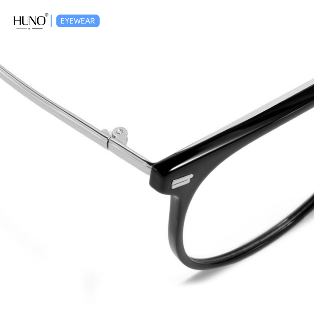 Gọng kính thời trang khung kim loại HUNO cho nam nữ, chống ánh sáng xanh phong cách basic - K106