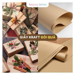 Giấy gói quà kraft 2 tờ giấy gói quà sinh nhật vintage giấy bọc quà xi măng giấy gói hoa hand made giáng sinh HappyBirds